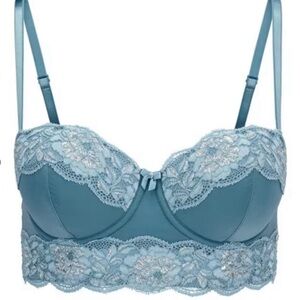 NWT Adore Me Mavis Contour Balconette Blue Lace Bra 36DDD